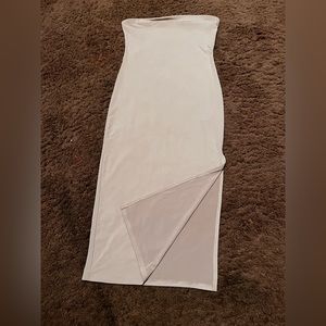 Strapless Beige Dress with leg slit